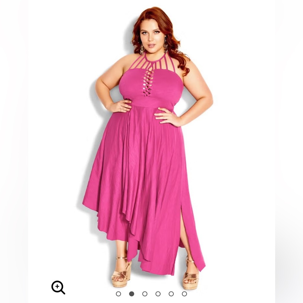 City Chic plus size 24 Pliat dress in pink NWT
